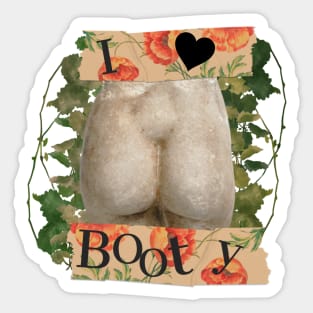 Greek stone floral design I heart booty peach Sticker